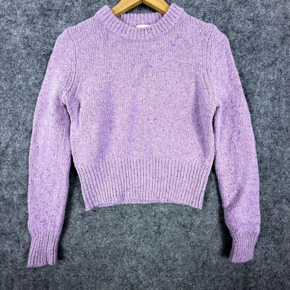 Gorman‎ Katie Sweater Womens 8 Purple Lambswool Knit Speckled Crew Neck Winter